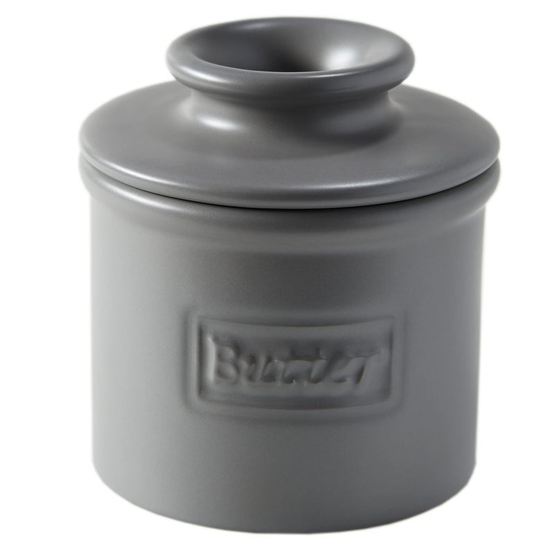 Butter Bell - The Original Butter Bell crock by L Tremain, a Countertop French Ceramic Butter Dish Keeper for Spreadable Butter, CafÃ© Matte Collection, Steel Gray - Image 1